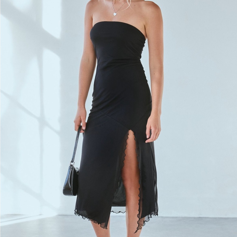 Urban Outfitters Samara Mesh Strapless Midi Dress